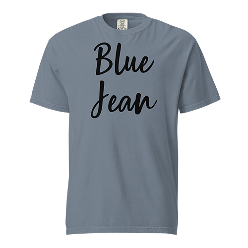 100% ringspun cotton, color: Blue Jean